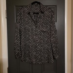 Express Black and White Windowpane Button-Down Shirt